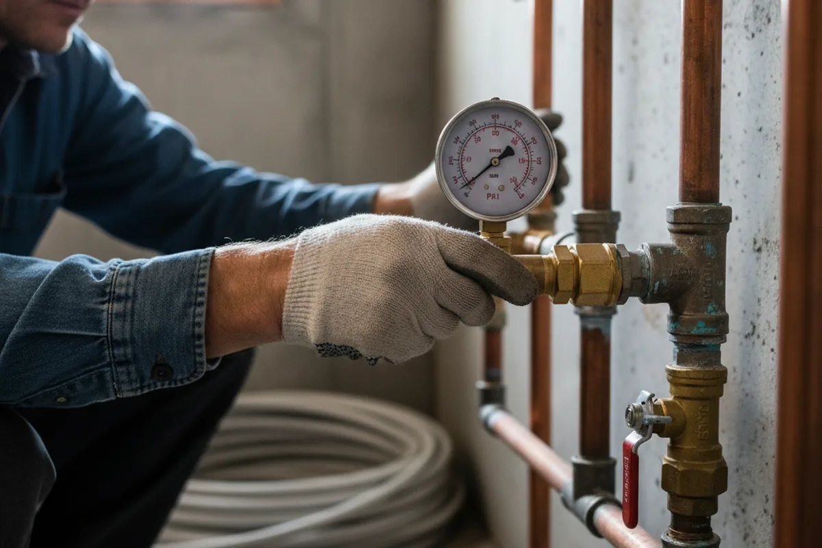 Pressure testing a repaired line during Water Line Repair in Etowah